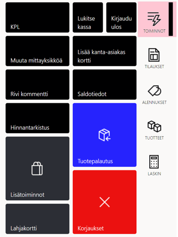 Oletuspainikeruudukko Store Commercessa
