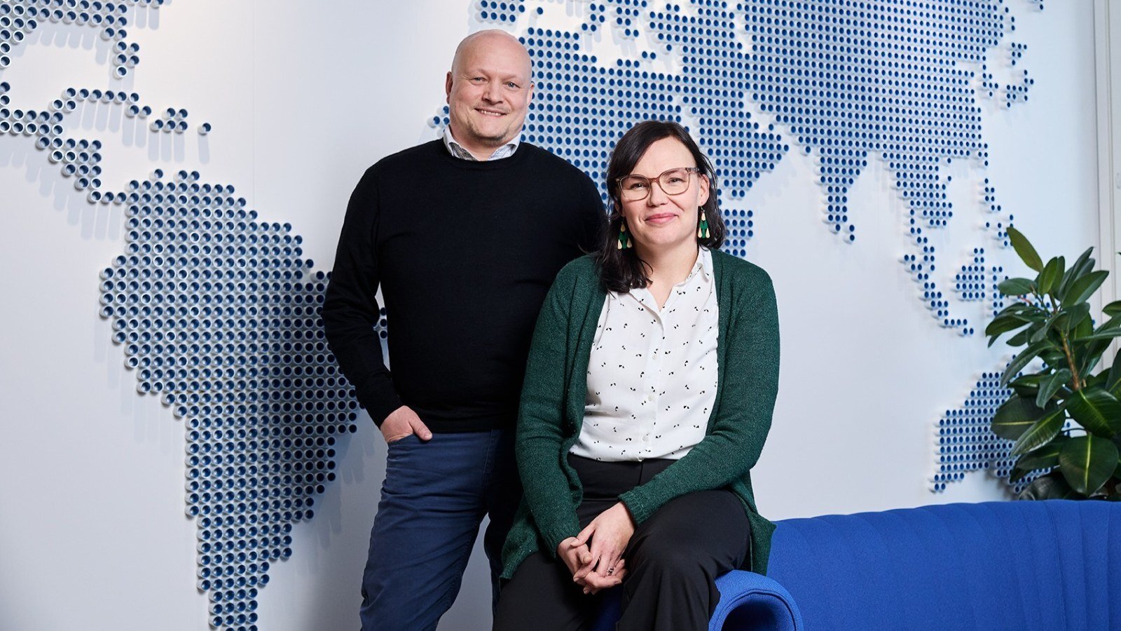 GF asiakastarina Mika Haapala, Global Business Process Owner (Order-to-Cash), and Tiina Tuuri, Finance Development Manager (Financial Services), GF Building Flow Solutions