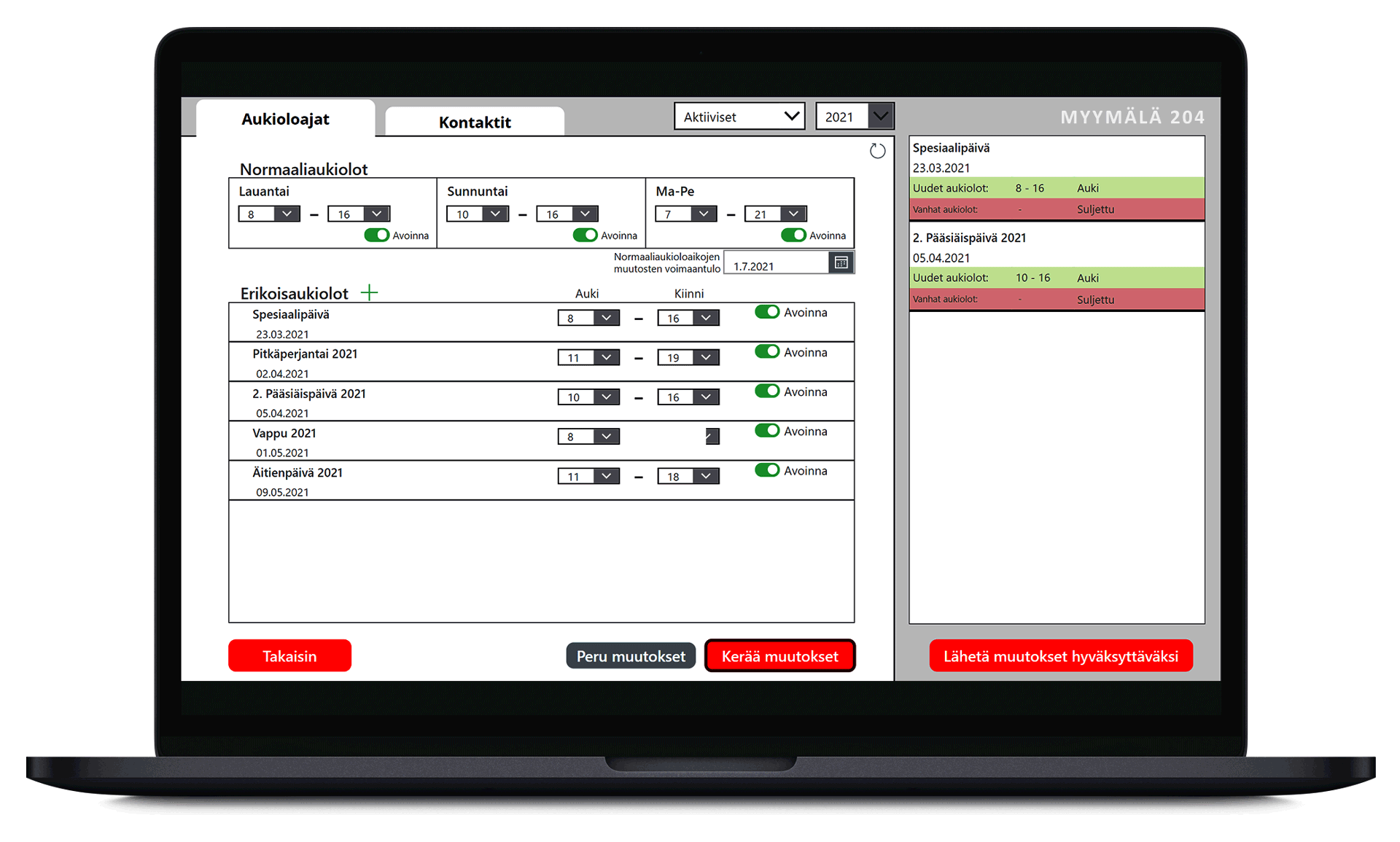 Efiman Power Apps -ratkaisu Aukiolo App