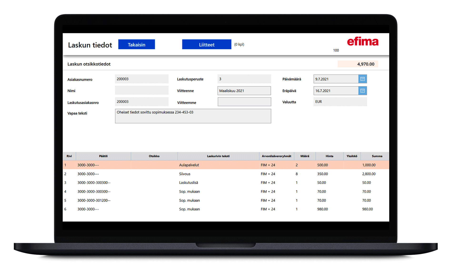 Efiman Power Apps -ratkaisu Laskutus App Efiman Power Apps -ratkaisu Laskutus App