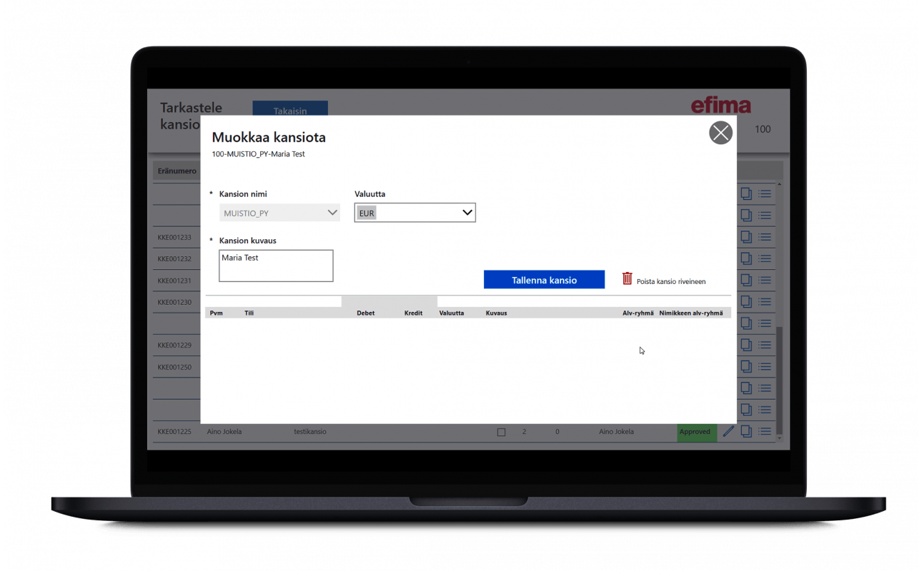 Efiman Power Apps -ratkaisu Memo App